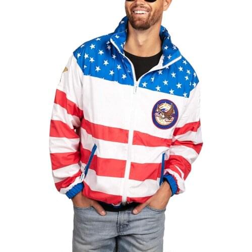 Tipsy Elves Red, White and Blue Retro Styled Windbreaker Jackets for Summer, July 4th and Festivals