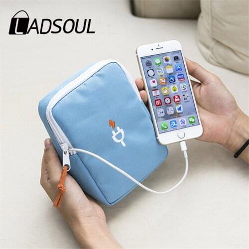 LADSOUL New Digital Travel Storage Bag Polyester Waterproof Data Cable Charging Treasure Hard Disk Phone Bag Fashion Causal