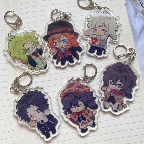 2021 HOT Cute Rabbit Ear Keychain Anime Bungou Stray Dogs Osamu Keyring Dazai Ryunosuke Nakahara Chuuya Pendant Cartoon Itabag