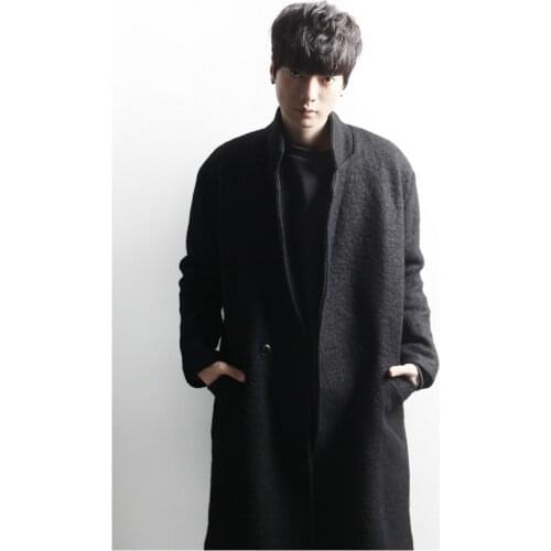 Mens woolen coat autumn and winter 2021 European and American Street long simple loose size woolen coat
