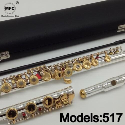 Music Fancier Club Flute 517 Engraving Hand Carved Keys Gold Plating Flutes B Leg Open Holes 17 Gold Keys