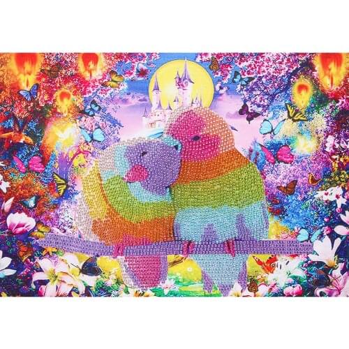 5D DIY Partial Special Shaped Drill Diamond Painting Coloured Parrots Mosaic Kit Rhinestone Drawing Picture Home Decoration