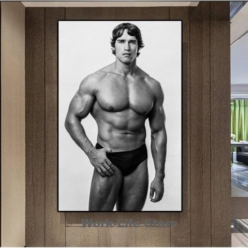 Wall Art Painting Arnold Schwarzenegger Bodybuilding Abs Canvas Painting Gym Workout Posters and Prints Wall Decoration