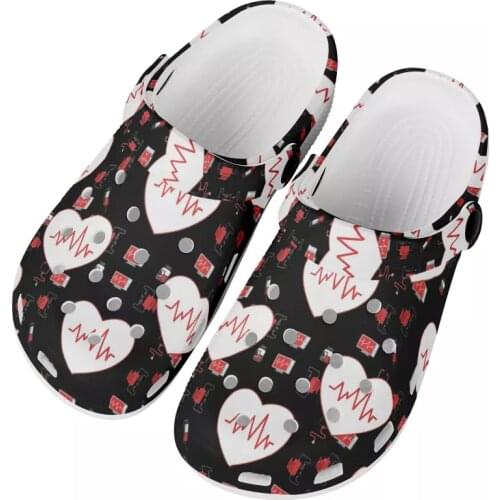 NOISYDESIGNS Cartoon Nurse Print Sandals Garden Shoes Men Women Summer Hole Shoes Girls Boys Clogs Outside Beach Flat Slippers