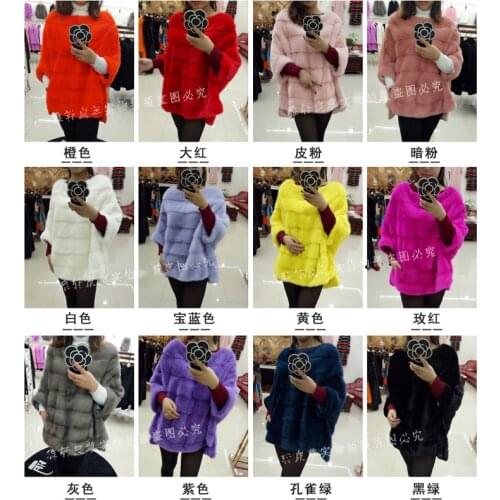 Mink fur coat plus large size female mink long batwing sleeves loose mink coat