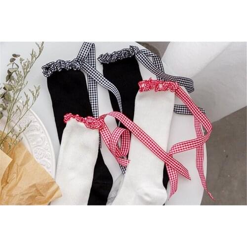 Ribbon Bow Socks.Casual Girls Lolita Lace up stocking Cute Ladies Bow knot Socks B743