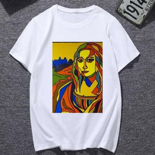 2021 new Women summer spoof Mona Lisa Printed T-Shirts Women Aesthetics funny Tshirts Cute Tshirt Top Tees Female