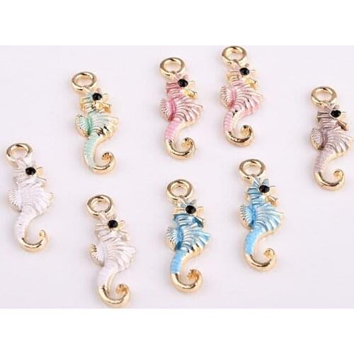 New design 50pcs/lot colorful printing animals cartoon Hippocampus shape metal floating locket charms diy jewelry finding