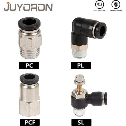 1Pcs High Quality PC/PCF/SL/PL Pneumatic Air Connector 4mm 6mm 8mm Thread 1/8" 1/4 3/8 1/2" BSP Female Hose Fittings