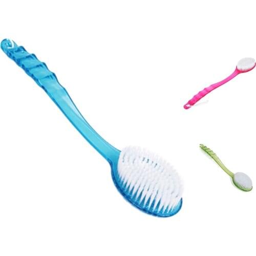 Practical Long Handled Plastic Body Bath Shower Back Brush Scrubber Skin Cleaning Massager Blue