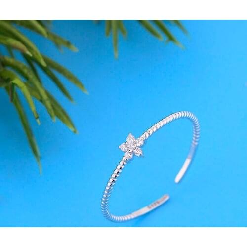 925 Sterling Silver Adjustable Zirconia Flower Twist Finger Chain Rings For Women Love Engagement Weddings Wholesale Joyas 2020