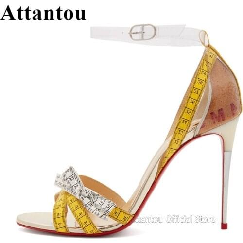 Unique Designer Novelty Tape Narrow Band High Heel Sandals Women Ankle Straps Open Toes Bow-tie Knot Gladiator Sandalias Mujer