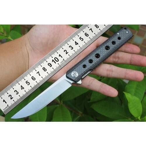 D2 Steel Folding Knife Outdoor Pocket Survival Carbon Fiber Handle Self-Defense Hunting Jungle Life-Saving Knife Fishing Tool