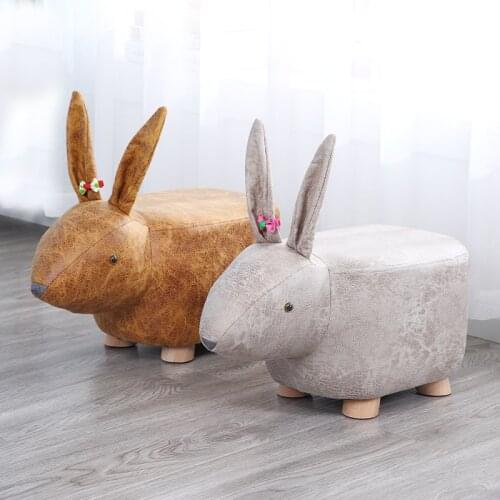 Piggy Household Shoe Changing Stool Sofa Small Stool Children Gift Cartoon Solid Wood Low Stool Animal Stool