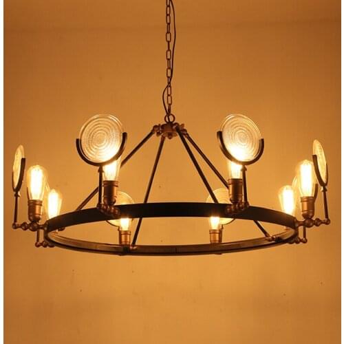 Modern Glass Chandelier Loft Industrial Wind LED Lamps E27 6 8 10 Heads Restaurant Cafe Retro Living Bedroom Chandelier