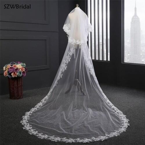 New Arrival Two-layer White Ivory Wedding Veils 3 Meter Tulle Bridal Veil Long Wedding Accesorios Novia Boda Velos With Comb