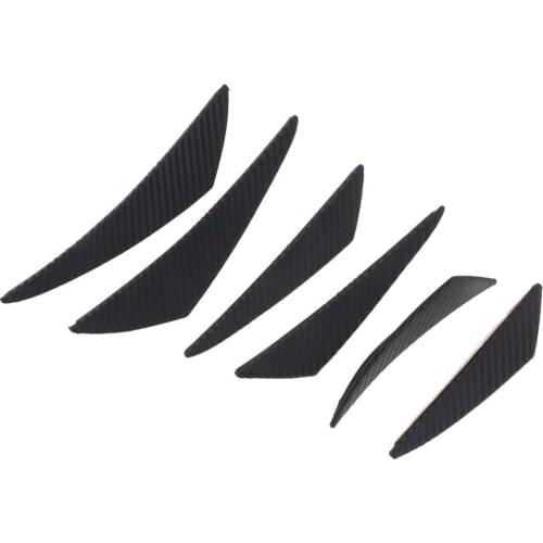 General Car Front Bumper Body Canards Splitters Fins Lip Kit with Adhesive Black 6Pcs