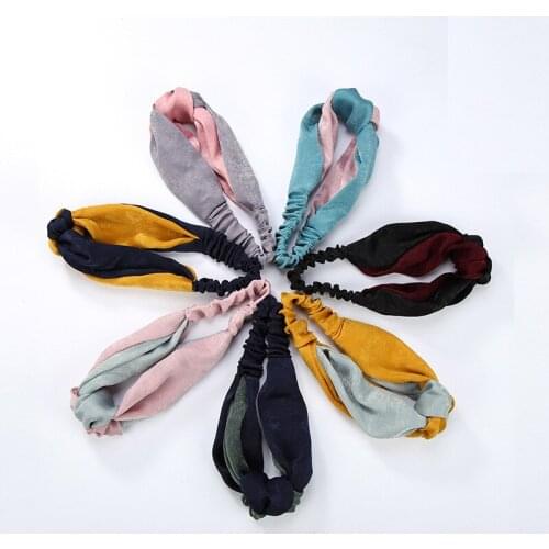Double Colors Flannel Cloth Collocation Knot Headbands Fashion Turban Headwear for Women Hair Accessories