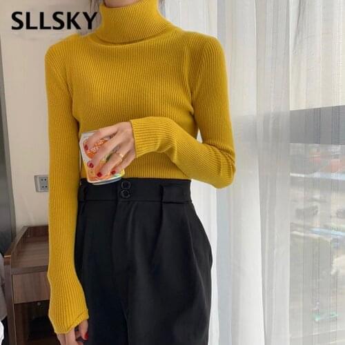 Sllsky Basic autumn winter tight female turtleneck Sweater Causal long sleeve women pullover sweater Office lady Soft Warm Tops