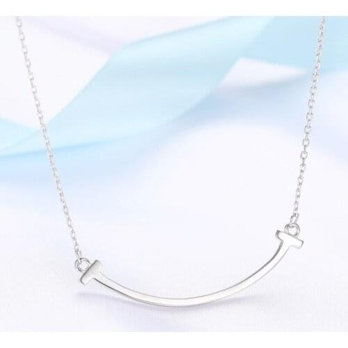 Smile Necklace S925 silver face smile necklace, feminine temperament light luxury