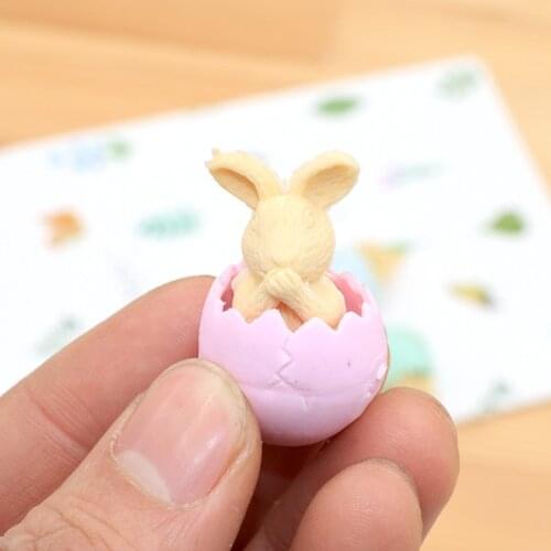 1pc Creative Cute Egg Bunny Eraser Environmental Protection Rubber Student Stationery Eraser Wholesale