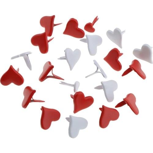 100 Pieces 11mm Decorative Heart Shape Brad for DIY Scrapbooking Jewelry Making