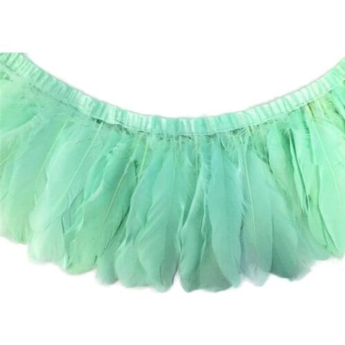 2Meters 10Meters Mint Green Goose Feathers Trims Dyed Real Geese Feathers for Crafts Fringes Ribbons Dress Decorative Clothing