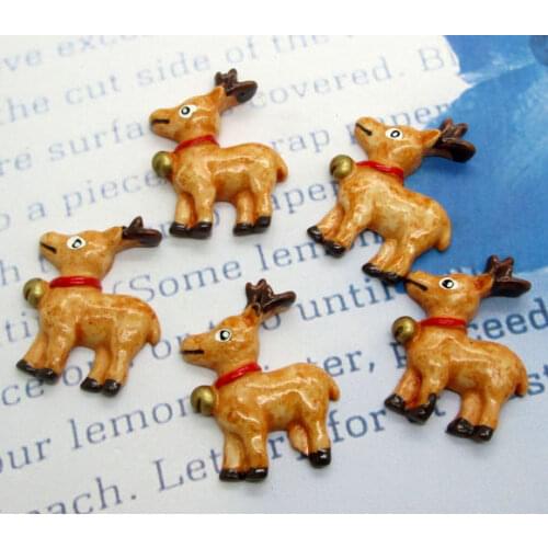 20Pcs Resin Christmas Deer Crafts Flatback Cabochon Scrapbooking Decorations Fit Hair Clips Embellishments Beads Diy