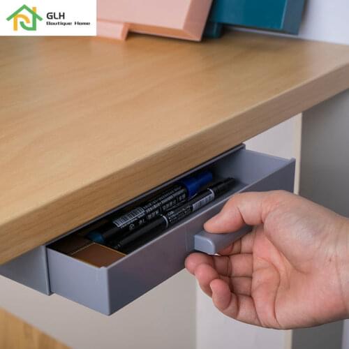 21cm Hidden Office Drawer Organizer Under Desk Pen Holder Case Large Capacity Student Stationery Box