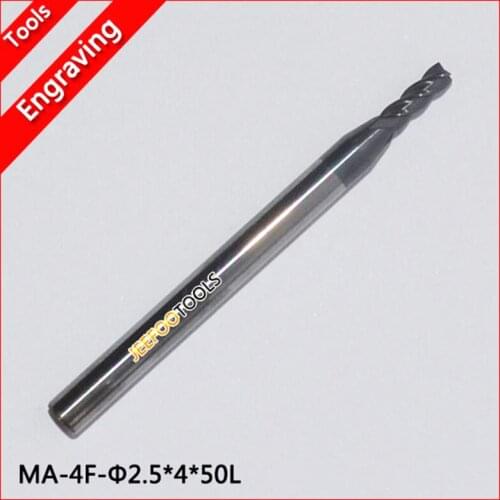 4*2.5*4*50L 4 Flutes Tungsten Metal End Milling Tools,HRC45 CNC Router Tools,Metal Cutting Bits