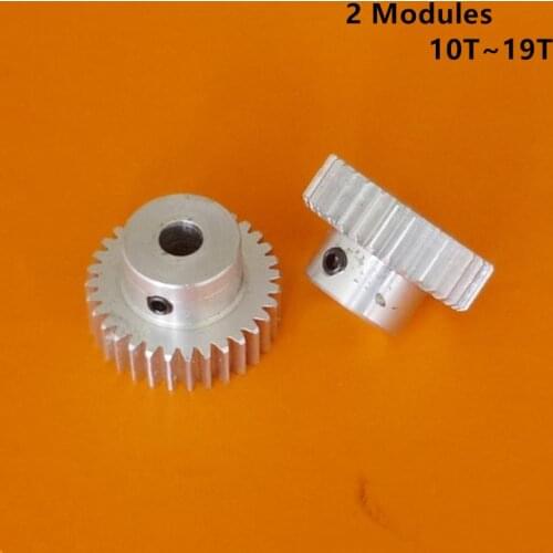 Aluminum Alloy 2 Modules 10 11 12 13 14 15 16 17 18 19T Tooth Bore 5-15mm Precision Gear for 3D Printer Miniature Small Modulus