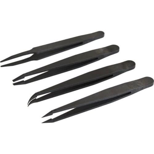 Anti-static black carbon fiber tweezers Tools Kit plastic tweezers pointed flat head elbow round wide mouth flat head Tools Set