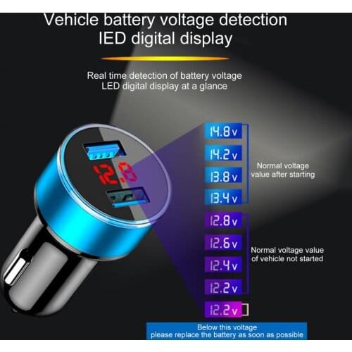 Car Charger Dual USB 3.0 Adapter Lighter LED Voltmeter For All Types Mobile Phone Charger Smart Dual USB Charging