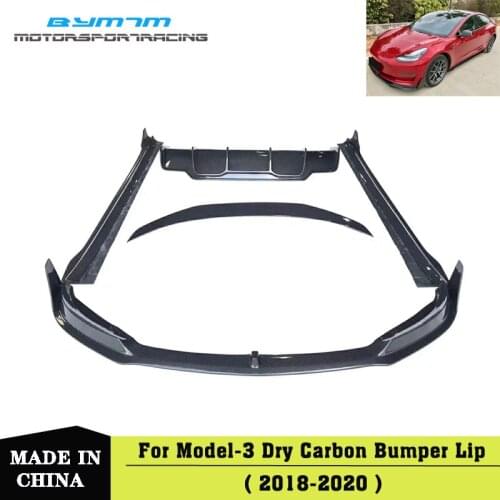 Car accessories Bumper Real Dry Carbon fiber Front lip Rear Diffuser Spoiler Side skirt For Tesla Model 3