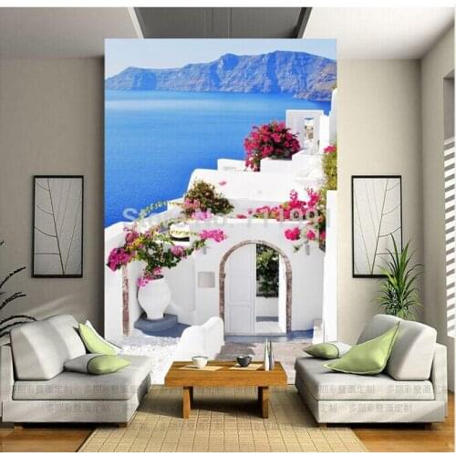 Free shipping custom modern 3D Mediterranean Aegean Sea style porch decoration aisle corridors wallpaper wallpaper