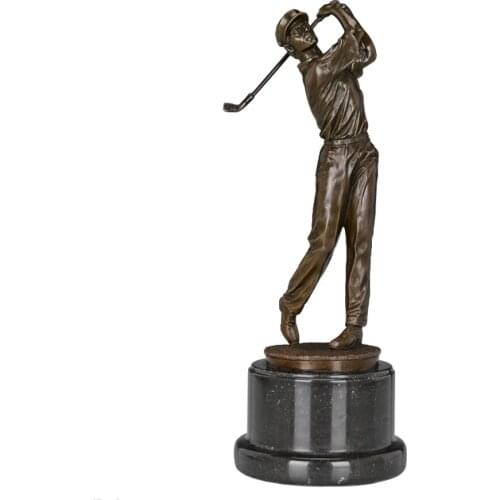 Bronze Golf Man Statue Sculpture Sport Male Modern Art Home Decor 33CM