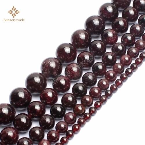 Wholesale Natural Garnet AAA Grade Round Stone Beads For Jewelry Making DIY Bracelet Necklace Material 4 6 8 10 12MM 15'' Strand