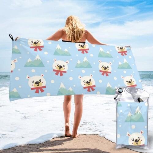 Quick Drying Pocket Towel Lovely Winter Bears Portable Water Absorbent Towel No Pilling Sports Bath Towel