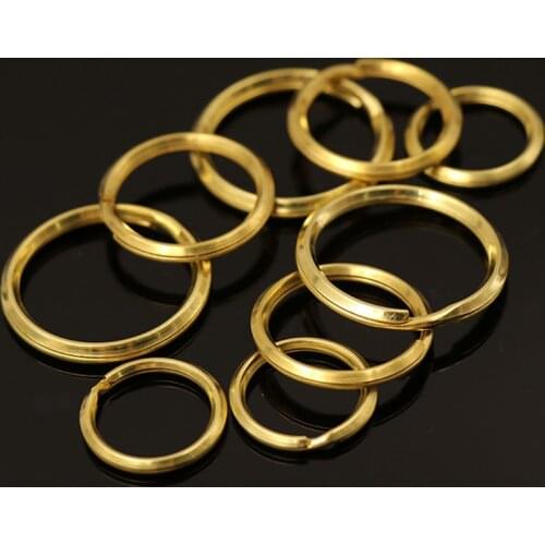 Solid Brass Split Rings Double Loop Keyring 20/25/30mm Keychain Keys Holder bag hook Connector DIY Leather Craft hardware