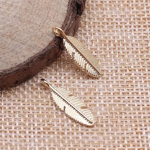 Charms for Jewelry Making Findings Handmade DIY Craft 40pcs Rose Gold Color 20x6mm Feather Charms Pendant