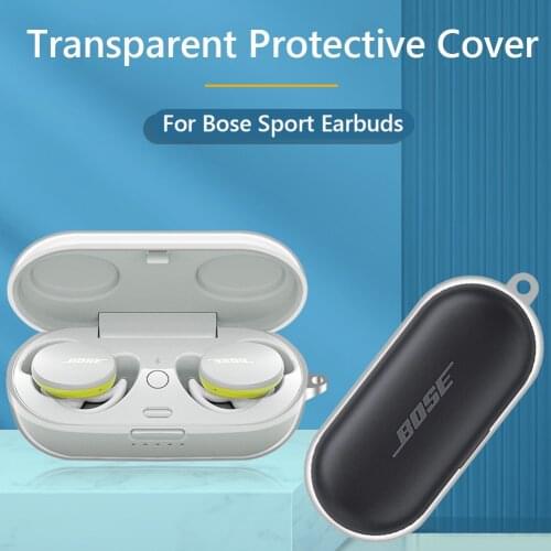 Wireless Bluetooth-Compatible Earphone Case Shell with Hook for Bose Sport Earbuds Transparent TPU Case Headset Dust-proof Cover