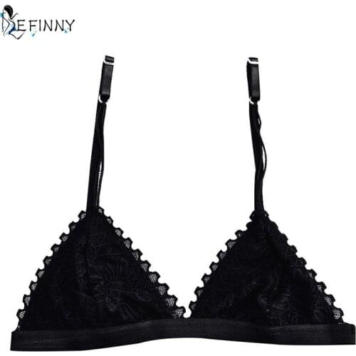 Black Female Sexy Bra Floral Lace Wire Bra Bustier Sheer Laies Top Seamless Bralette Women Transparent Cup Wireless Bras