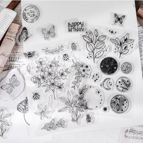 Flower Numbers Butterfly Fairworks Letters Leaves Clear Transparent Stamp Seal For DIY Scrapbooking Card Making Decoroation