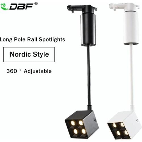 [DBF]Nordic Modern Led Track light 8W Long Pole Rail Spotlight LED Track Light AC 110V 220V Black/White Guide Rail Track Light