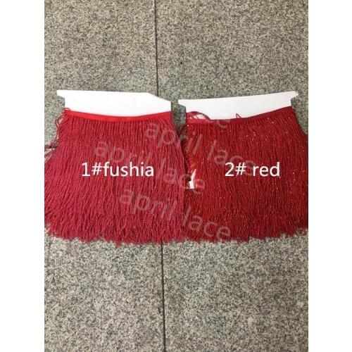 DX0010# 5 yards /bag 16-17cm fushia /red color beads satin ribbon fringe tassel for garment/decorative/wedding dress
