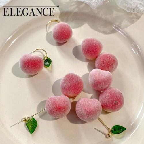 ELEGANCE11 Peach Earrings Korean Style Cute Temperament Girlfriends Minimalist Earrings Summer Beach Banquet Friends Earrings