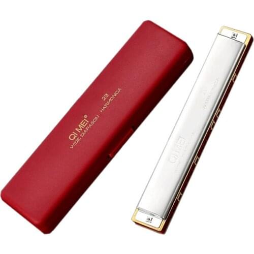 Harmonica Tremolo 24 Holes Mouth Organ with Portable Case Professional Instrument Replacement