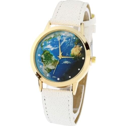 Gnova Platinum Top sale Green Earth Watch Women PU Leather Vintage Peace World Map Wristwatch Fashion Girl Gift Drop shipping