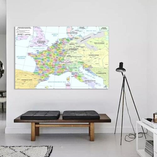 150*100cm 1812 The France Political In French Vintage Non-woven Canvas Painting Wall Art Poster School Supplies Home Decor