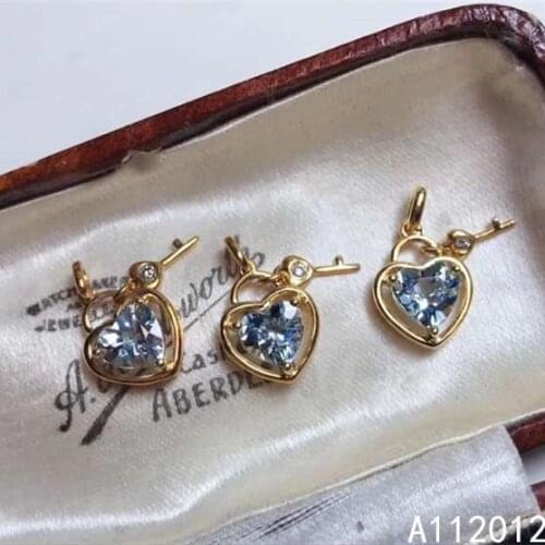 KJJEAXCMY fine Jewelry 925 Sterling Silver Natural blue topaz Girl new popular Pendant Necklace Support Test Chinese style